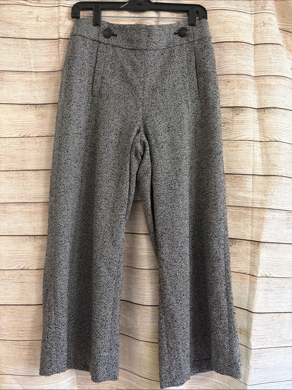 Ann Taylor Black and White Tweed Wide Leg Pants